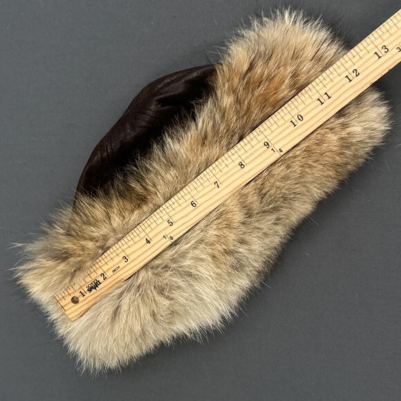 Vintage Natural Coyote Fur Leather Hat Crowncap Canada Winter Glam Russian Ski